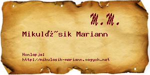Mikulásik Mariann névjegykártya